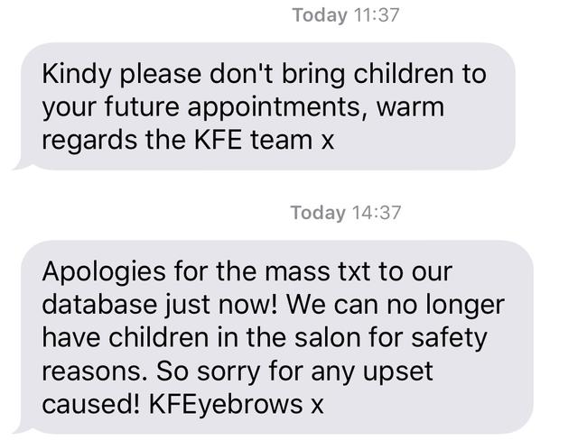 The text Kristin Fisher sent to her clients.