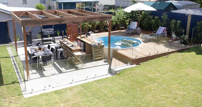 Josh and Brandon&#39;s new backyard is designed for entertaining. Picture: Channel 7