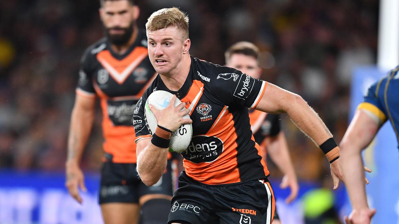 Luke Garner has played 62 games for the Tigers across five seasons. Picture: NRL Imagery