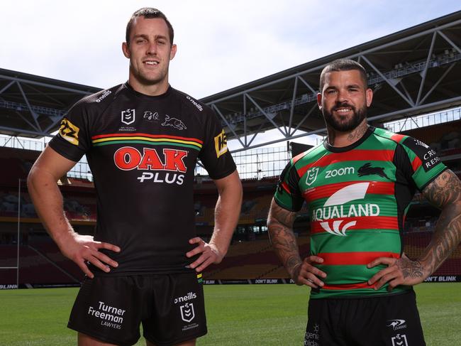 Isaah Yeo (Penrith Panthers) and Adam Reynolds (South Sydney Rabbitohs), The 2021 NRL Telstra Premiership Finals Series launch, Suncorp Stadium. Picture: Liam Kidston