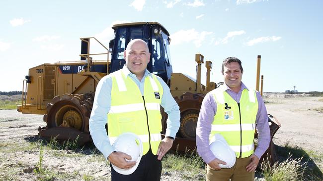 BAC executive general manager Martin Ryan and head of property development George Delibaltas at the Auto Mall site two years ago. Picture: Tertius Pickard