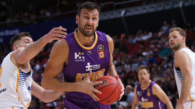 Andrew Bogut was ejected from the Kings’ win over the Bullets. Picture: Getty Images