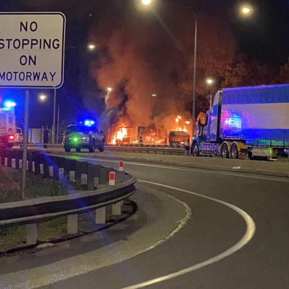 The Logan Motorway has been closed by a truck fire. Picture: Sabrina Barnes