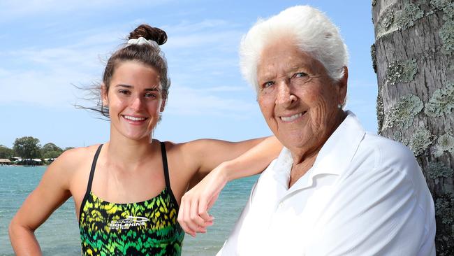 Olympic swimmers Kaylee McKeown and Dawn Fraser both back the 2032 Olympics bid. Picture: Liam Kidston