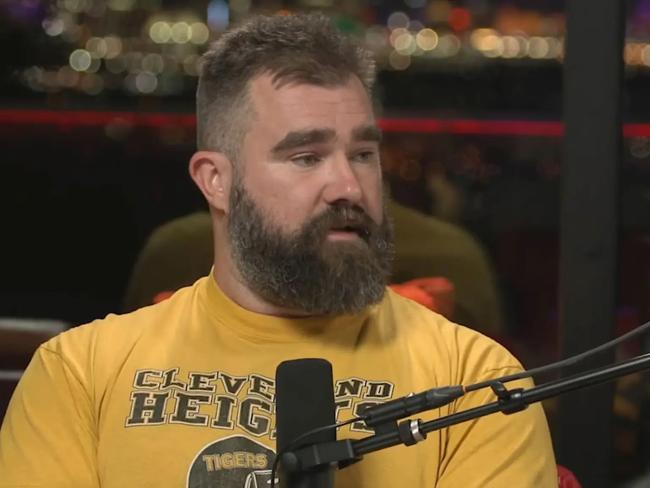 Jason Kelce scolded his little brother over his blow-up. Picture: New Heights Podcast