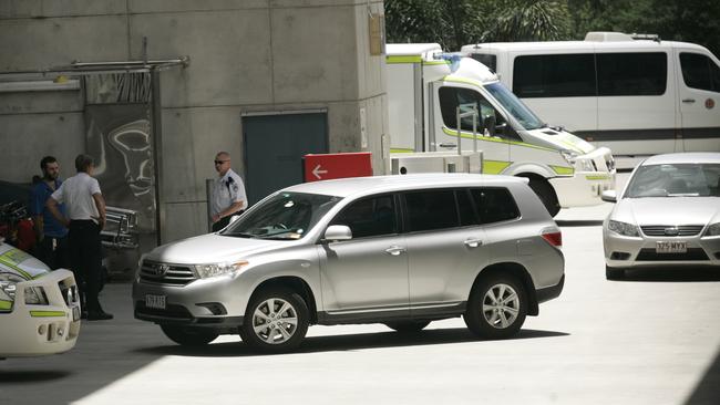 Police outside Royal Brisbane and Women’s Hospital in Herston. Picture: Sarah Marshall