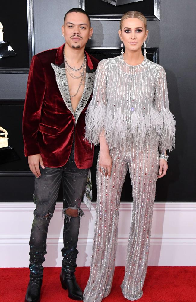 Evan Ross and Ashlee Simpson. Picture: Getty Images/AFP 