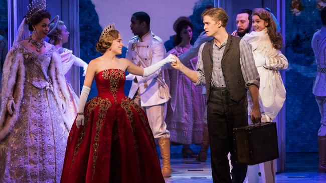 Gold Coast singer-songwriter Cody Simpson (right) with co-star Christy Altomare in the Broadway production of Anastasia.