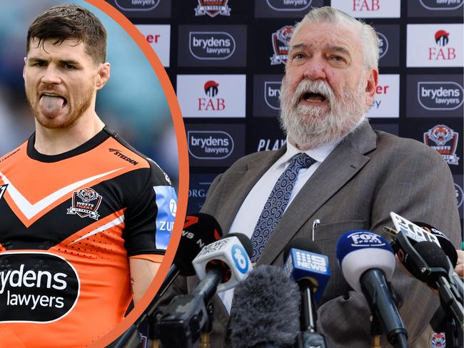 Wests Tigers CEO Shane Richardson (main) has read the riot act to John Bateman (inset).