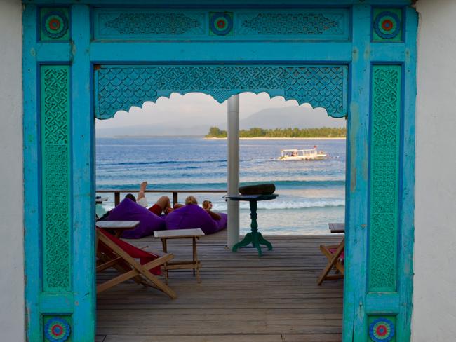 Most of Gili Air’s cafes, bars and restaurants are on the beach. Picture: Supplied