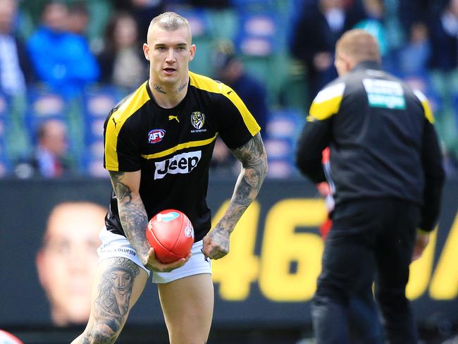 Tiger Dustin Martin warms up. Picture: Mark Stewart