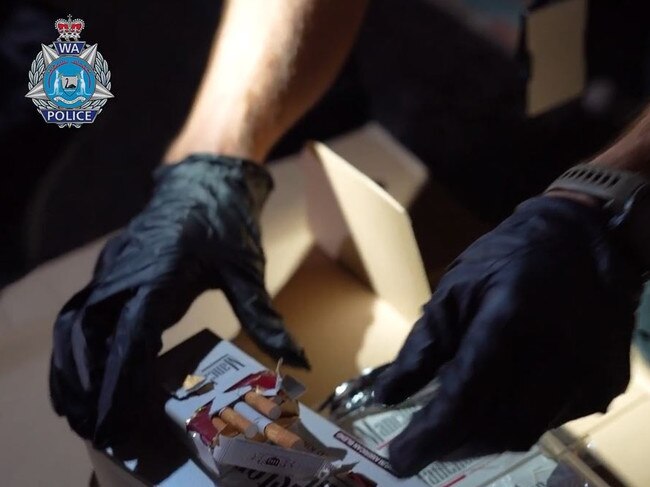 Illicit smokes seized during the major cross-border sting. Picture: WA Police