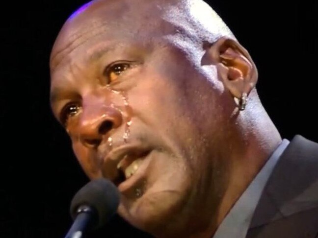 Michael Jordan couldn't hold back the tears.