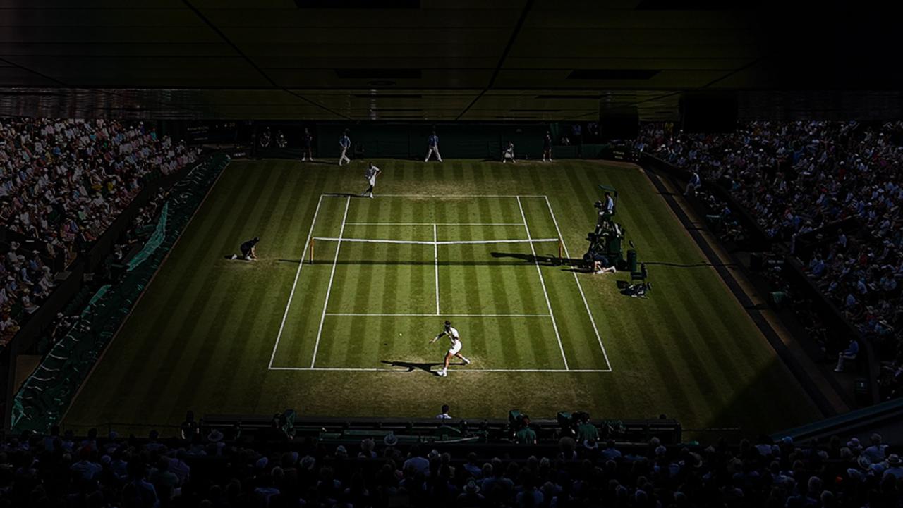 The All-England masterpiece: An artful clash of two tennis stars.
