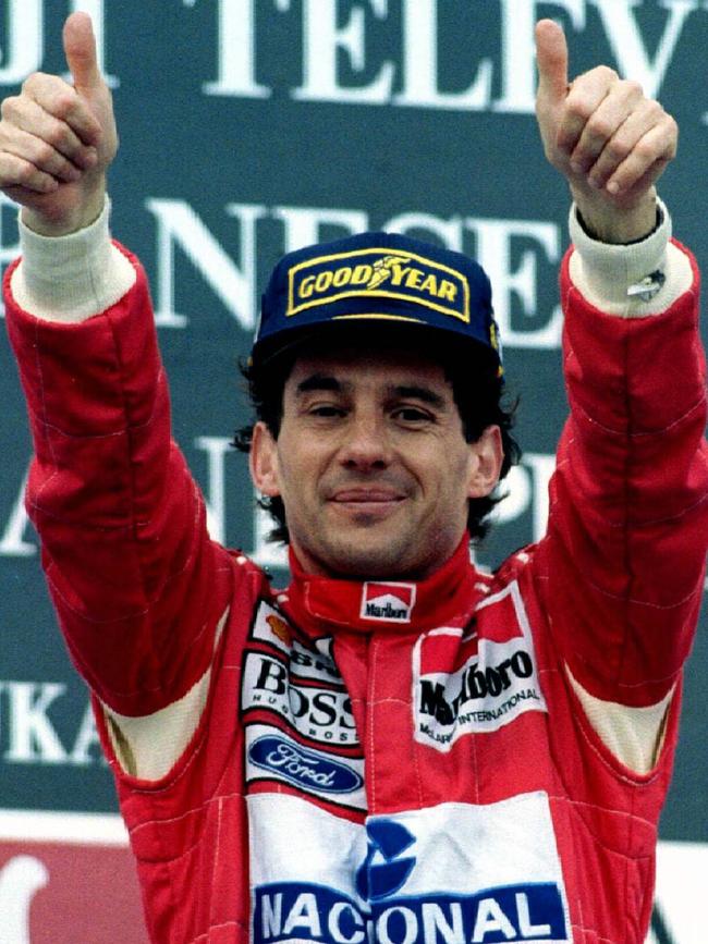 Senna in October 1993 after winning the Japanese Grand Prix.