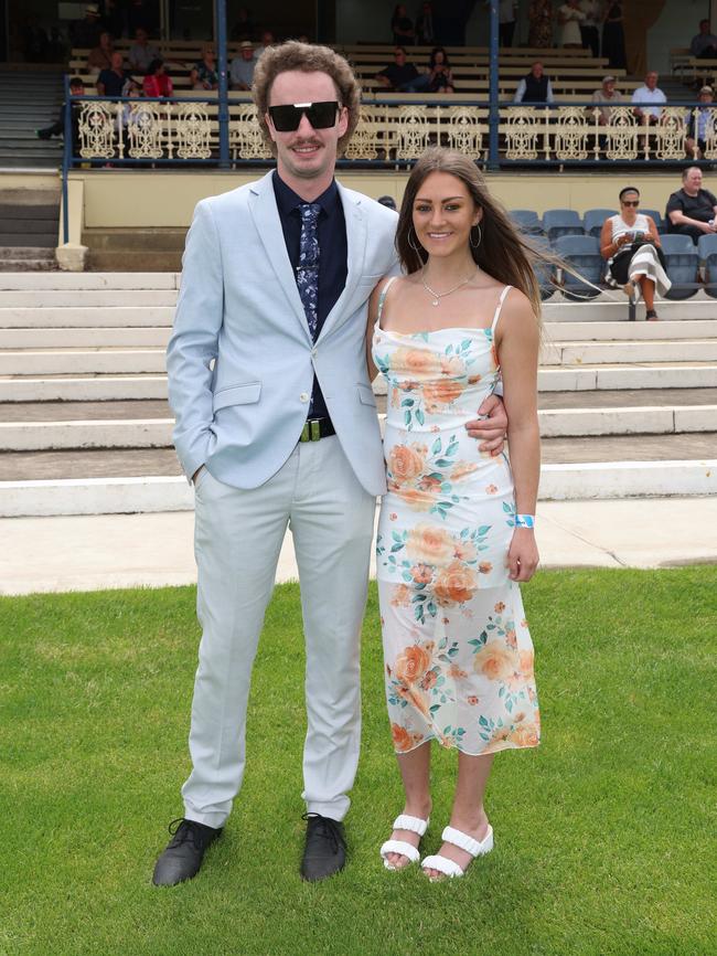 Hayden Irvin and Ebony Henricksen attend the Ballarat Cup. Picture: Brendan Beckett