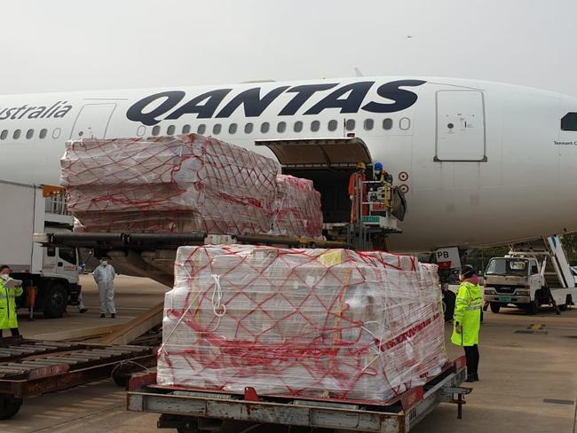 Qantas A330 passenger aircraft doing freight missions between Australia and Shanghai. SUPPLIED