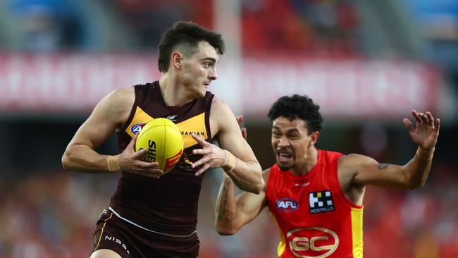 Hawthorn defender Seamus Mitchell will miss the start of the season following a jaw injury. Picture: Chris Hyde/Getty Images.