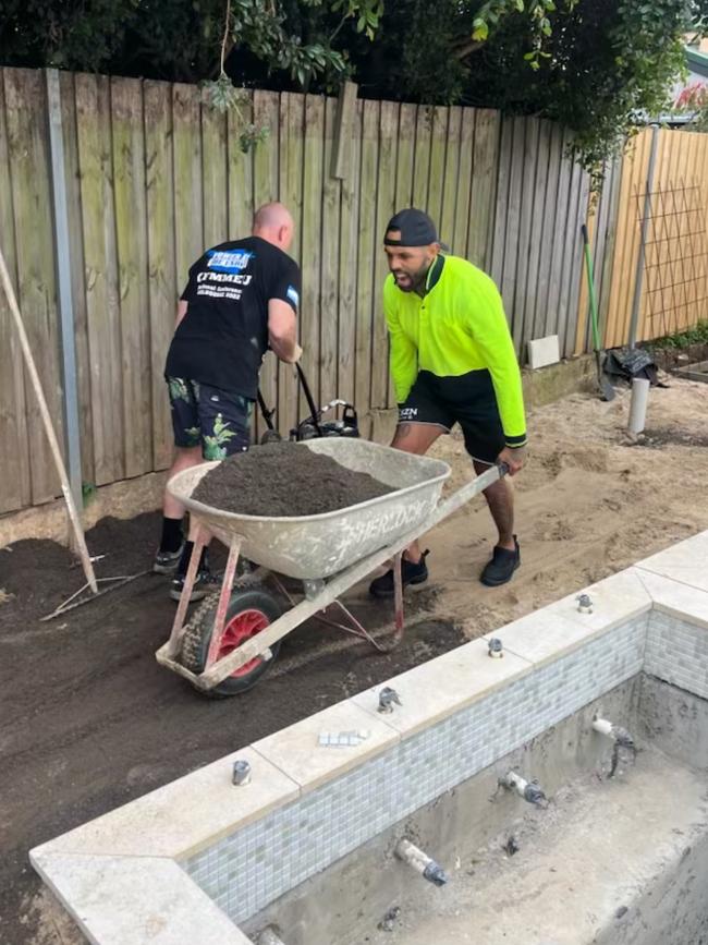 Josh Addo-Carr was pictured working on a building site in Sydney following his termination.