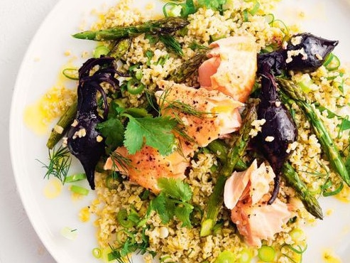 Salmon and freekeh salad.