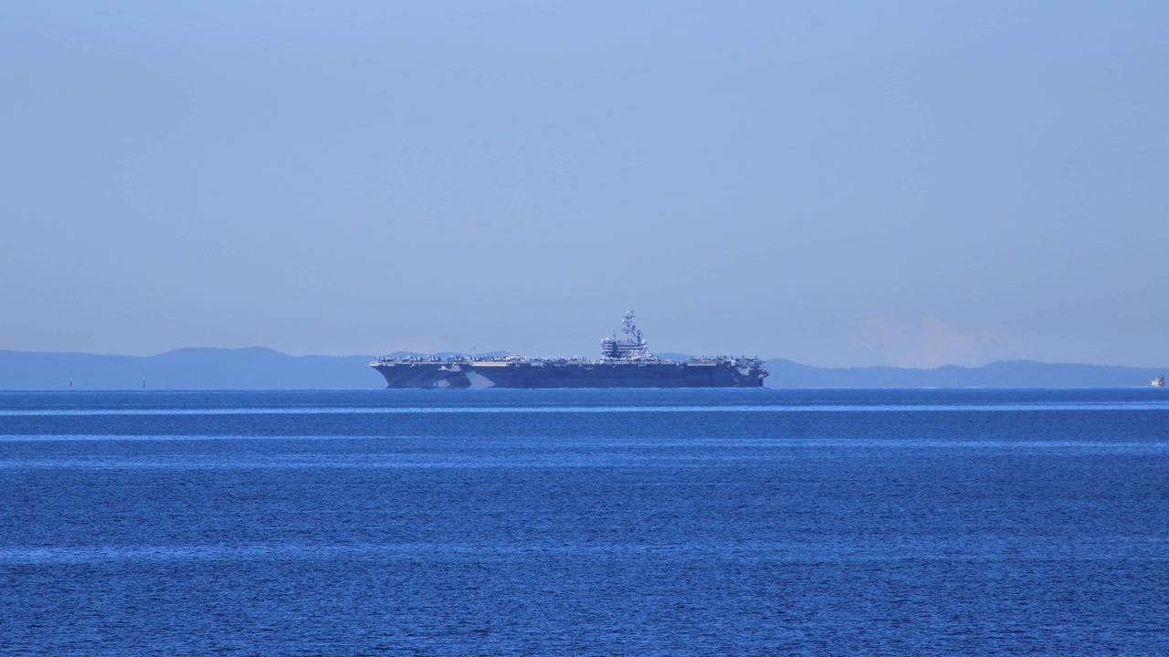 The USS Ronald Reagan and the USS Theodore Roosevelt are currently patrolling in the western Pacific, while the USS Nimitz is in the east. Picture: Mitchell af Uhr