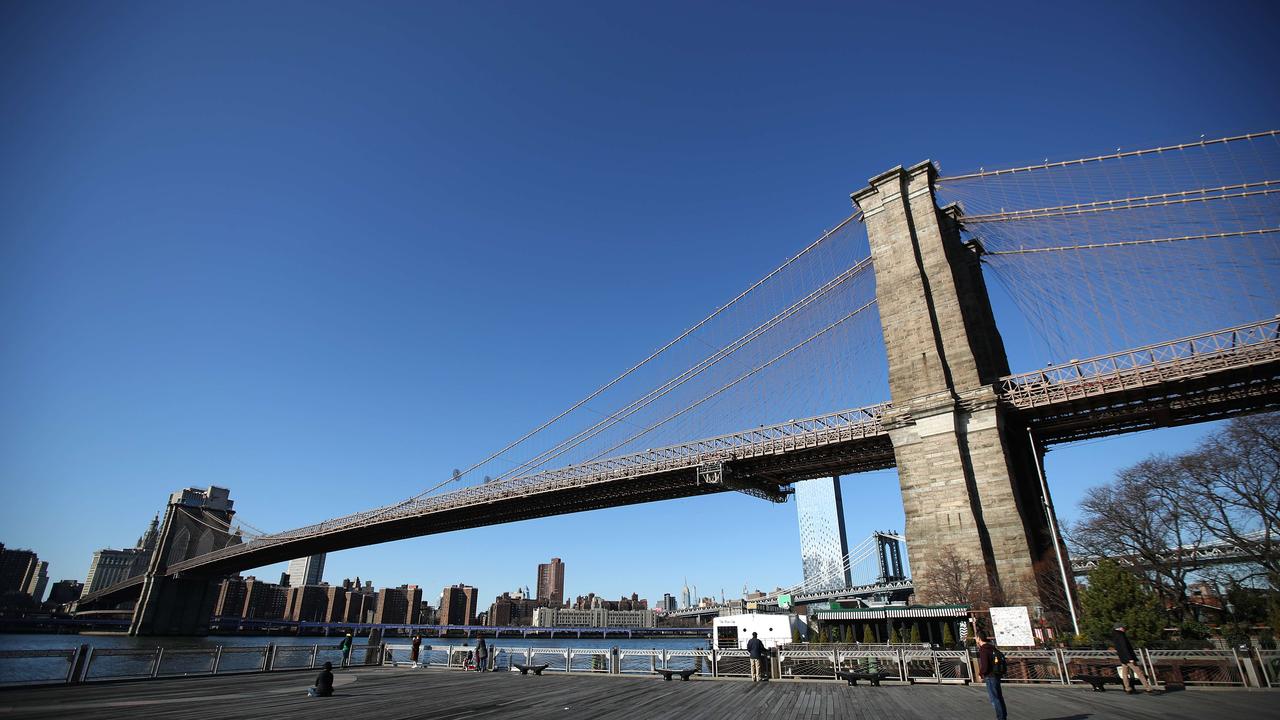 A quiet Brooklyn Bridge Park Pier 1 on March 24, 2020 in the Dumbo neighbourhood of the Brooklyn borough of New York City. Picture: Justin Heiman/Getty Images/AFP