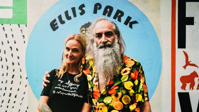 Warren Ellis and Sumatra Wildlife Centre founder Femke den Haas after meeting for the first time while appearing in the 2024 documentary film Ellis Park, directed by Justin Kurzel.