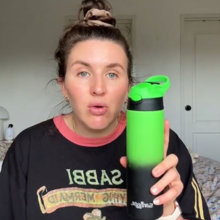 Most commenters took issue with the thrifted drink bottle, claiming it was unsanitary. Picture: TikTok