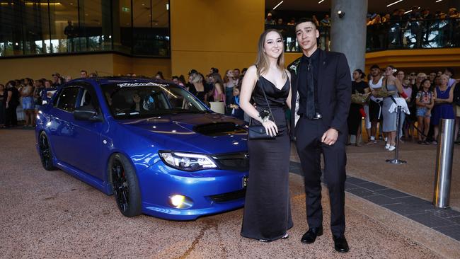 Anissa Anich and Jon Griffiths arrive at the Trinity Bay High School formal evening, held at the Cairns Convention Centre. Picture: Brendan Radke