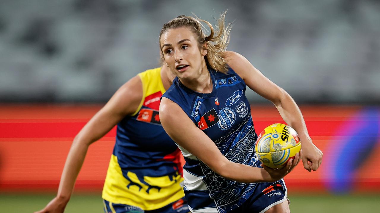 Amy McDonald returned for the final two rounds of the season after overcoming a hamstring injury. Picture: Dylan Burns/AFL Photos via Getty Images