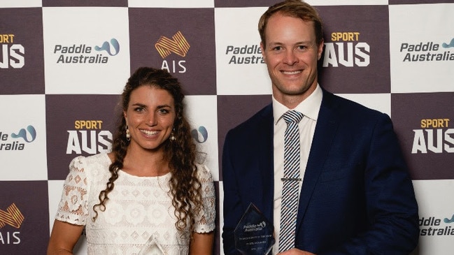 Jess Fox and Curtis McGrath at the Paddle Australia awards.