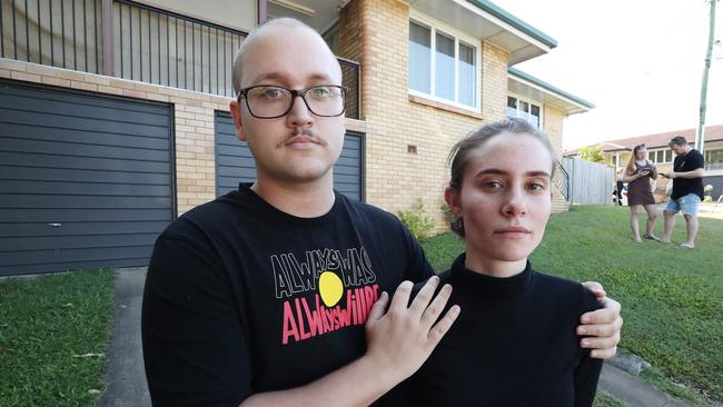 Carl Bebendorf and Emily-Jade Green said house hunters feel the need place higher bids for rentals. Picture: Liam Kidston