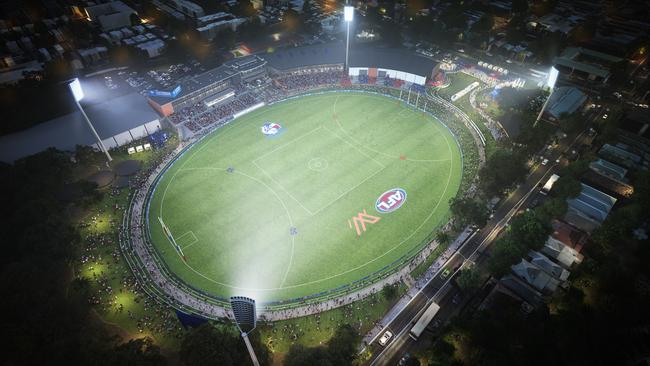 $58m Whitten Oval redevelopment – Whitten Oval aerial site view. Picture: supplied