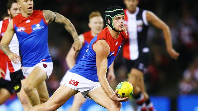 Angus Brayshaw midfield move has coincided with Melbourne’s improvement at the stoppages. Picture: Getty Images