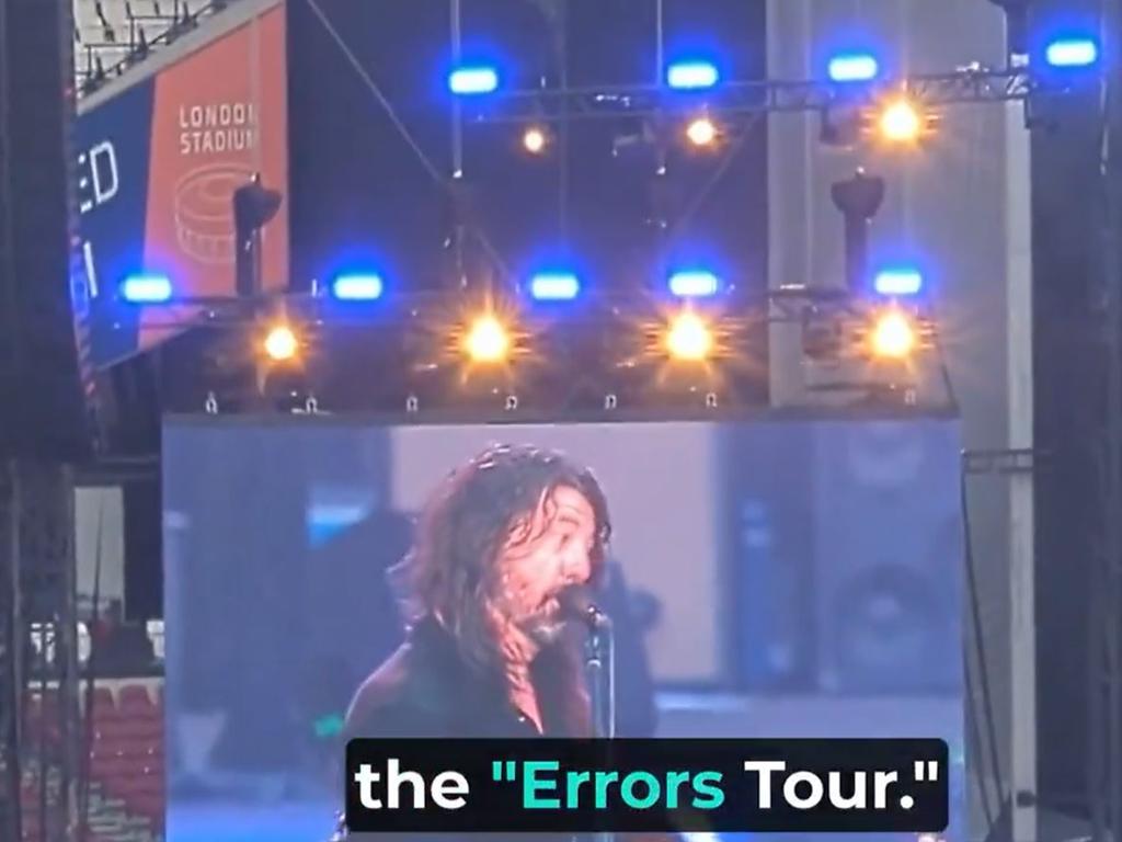 He called the Foo Fighter’s tour the “Errors Tour” - a play on Swift’s Eras Tour name. Picture: Twitter