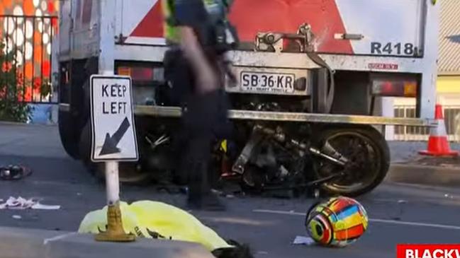 The rider, a Blackwood man, 46, was taken to hospital, where he remains in a critical condition. Picture: 7NEWS