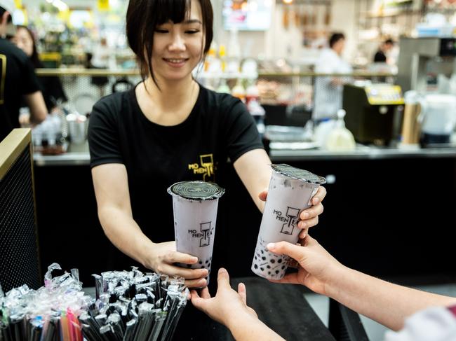 Candice Tang serving up bubble tea at one of Momentea's stores. Picture: Supplied