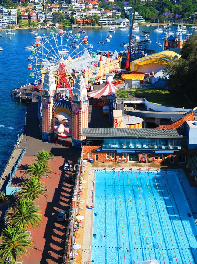 Wonderful setting: North Sydney Olympic Pool and Luna Park at Milsons Point.