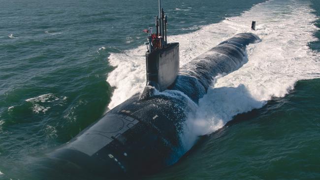 Virginia-class attack submarine Montana (SSN 794) conducts sea trials in the Atlantic. Picture: US Navy.