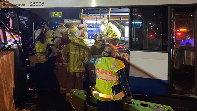 A bus driver has been seriously injured.