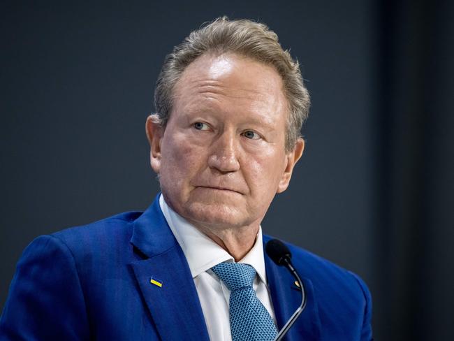 Australian businessman Andrew Forrest takes part in a session during the World Economic Forum (WEF) annual meeting in Davos on January 22, 2025. (Photo by FABRICE COFFRINI / AFP)