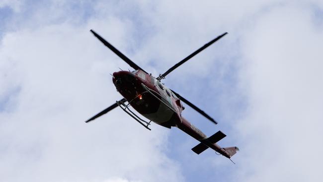 An emergency services helicopter is heading to the Karoonda Hwy scene. Photo: Emma Brasier