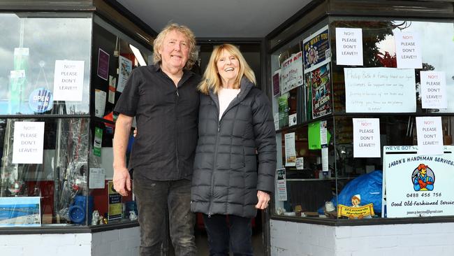 Signs on the window reading ‘please don’t go’ indicate how the community feels about their departure. Picture: Alison Wynd.