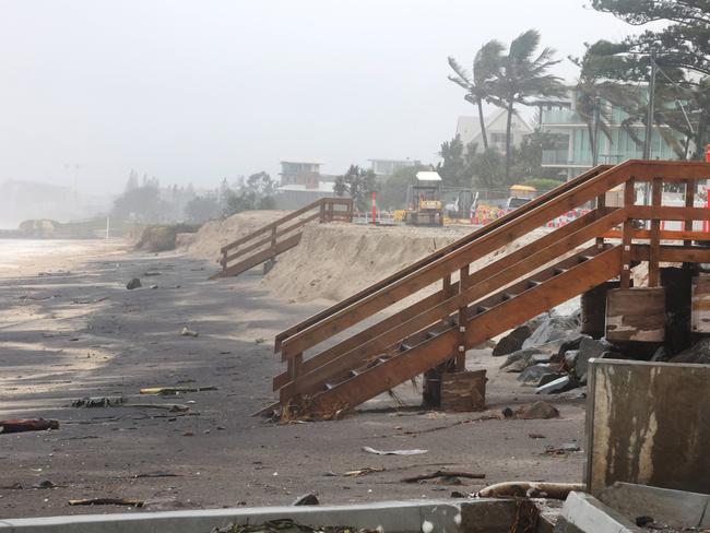 Gold Coast suffers in the aftermath from ex Cyclone Alfred, as it still hits the coast with strong winds and rain.Currumbin beach looks like a wasteland. . Picture Glenn Hampson