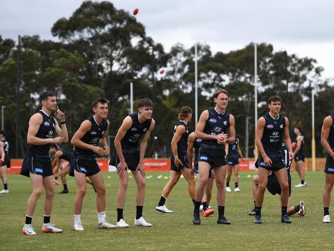 Blues players training at La Trobe Uni. Picture: Thomas McLachlan