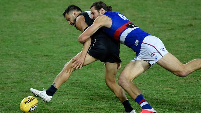 Unheralded Michael Gibbons shone in the Blues’ win. Picture: AFL Photos/Getty Images