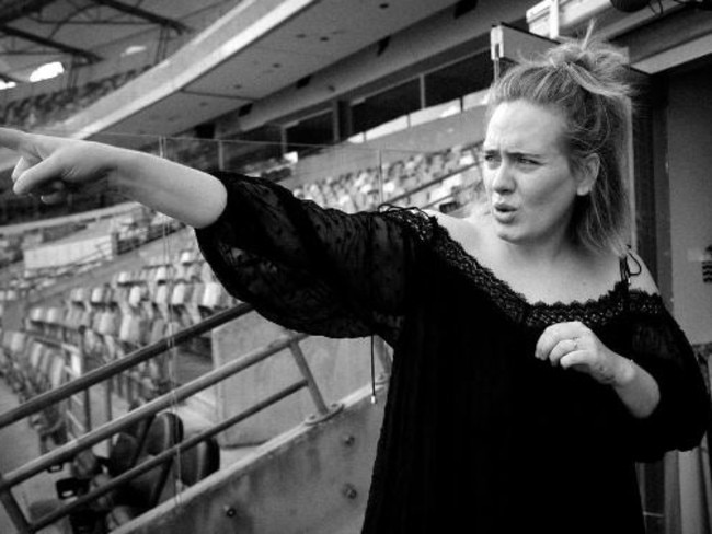 Adele working out where to put her letters at The Gabba, Brisbane. Picture: Adele / Instagram