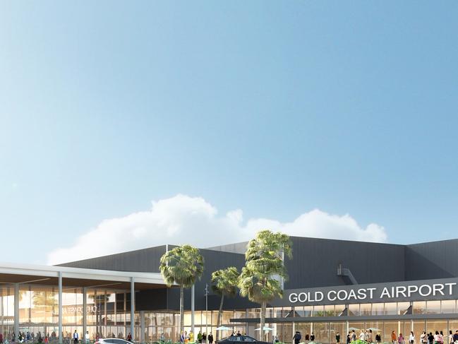 Artist impressions of Gold Coast Airport upgrade and under-construction Airport hotel.