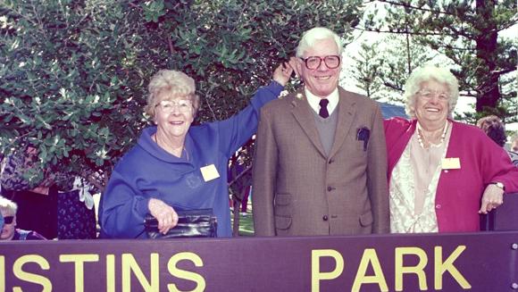 Paul Gamin with two happy constituents in the mid-1990s.