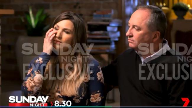 Vikki Campion and Barnaby Joyce on Channel 7's Sunday Night program. Picture: Channel 7